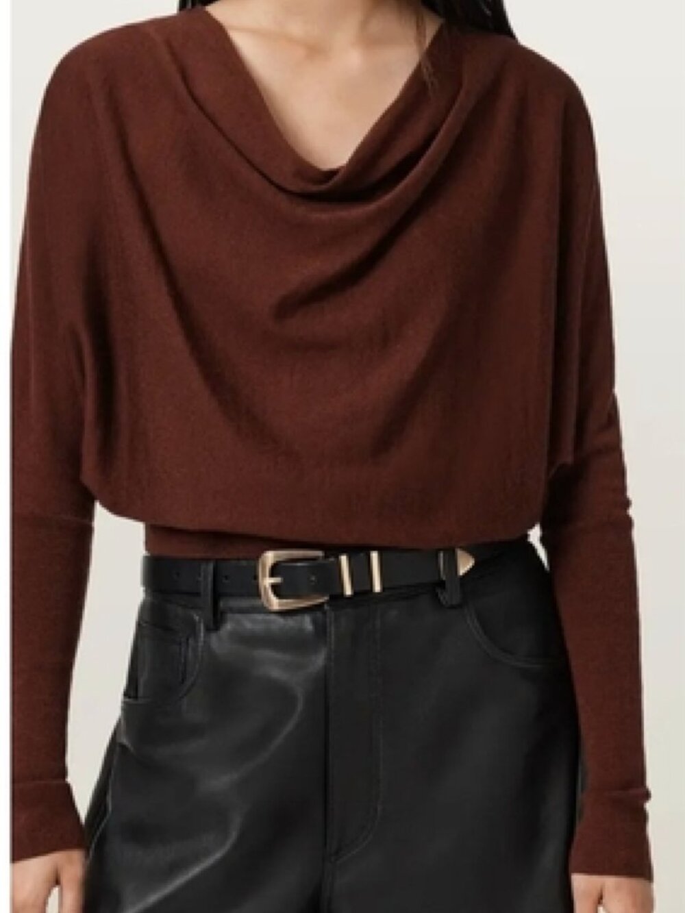 ALLSAINTS Brown Sweater with Cowl Neck